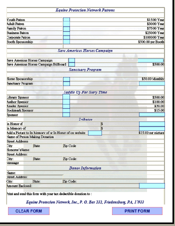 EPN Donation Form that can be filled out online, printed and mailed via regular mail.