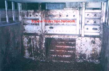 Bottom deck of a poosum belly trailer used to transport horses illegally in New York