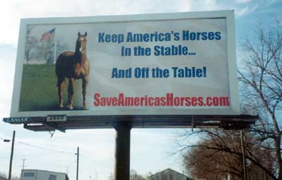 Save America's Horses billboard in Columbus, OH area